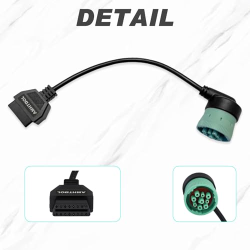 J1939 9 Pin OBD2 Adapter Cable,Truck 9 Pin to OBD2 16 Pin Connector - style: NEW J1939 9pin 90°