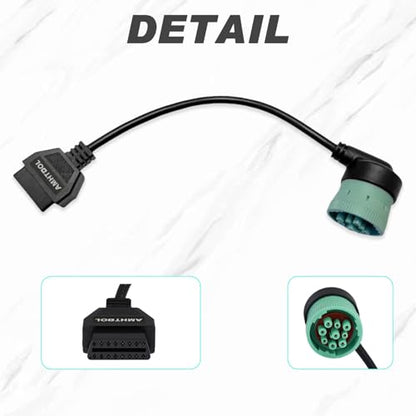 J1939 9 Pin OBD2 Adapter Cable,Truck 9 Pin to OBD2 16 Pin Connector - style: NEW J1939 9pin 90°