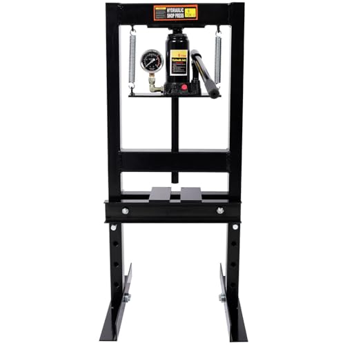 6 Ton Hydraulic Shop Press, Heavy Duty H-Frame Press with Adjustable Working Table, 13,000 lb Capacity, Steel Frame Garage Press for Bending, Straightening & Bearing Removal, Orange,Black - color: Black