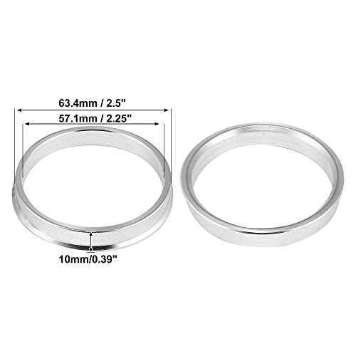 X AUTOHAUX 4pcs OD 63.4mm to ID 57.1mm Aluminum Alloy Hub Centric Rings