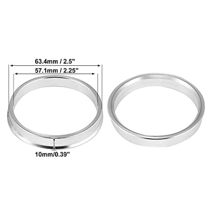 X AUTOHAUX 4pcs OD 63.4mm to ID 57.1mm Aluminum Alloy Hub Centric Rings