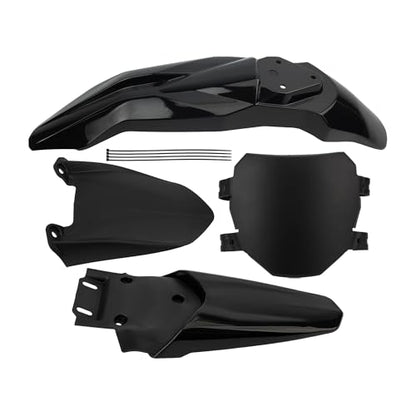 Motorcycle Fender Assembly Set Mudguard Number Plate Compatible with Talaria Sting MX3 MX4 Electric Dirt Bike Black - color: Front Tail Fender, size: Plastic