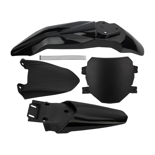 Motorcycle Fender Assembly Set Mudguard Number Plate Compatible with Talaria Sting MX3 MX4 Electric Dirt Bike Black - color: Front Tail Fender, size: Plastic