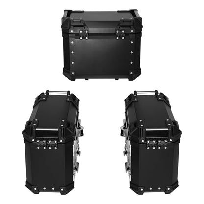 TCT-MOTORPARTS Aluminum Trunk Luggage Top Case & Pannier Side Case Fits for BMW R1300GS 2023-2025 - color: Black Saddlebags (36L)+Trunk (45L)