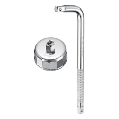 HARFINGTON Oil Filter Cap Wrench 14 Flute 74.4mm Inner Dia 1/2" W Bend Bar - size: 74.4mm x 14 Flute(AB5603)
