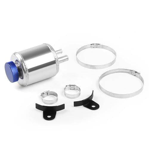 Universal Aluminum Fuel Cell Surge Tank Power Steering Tank Oil Catch Can Tank Power Steering Fluid Reservoir Tank With Clamps Kit