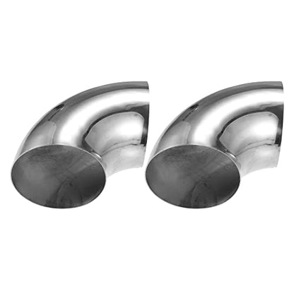 X AUTOHAUX 2 Pcs OD 5 Inch 90 Degree Mandrel Bend Elbow SS304 Stainless Steel Bend Tube Exhaust Elbow Pipe for Car Modified Exhaust System 5" Piping Silver Tone - size: 5"