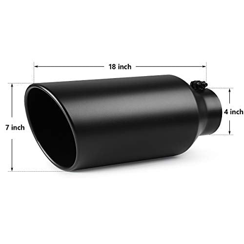 Exhaust Tip 4" Inlet to 7" Outlet, A-KARCK 4" Inlet 18" Long Exhaust Tailpipe Tip Black Coating Stainless Steel Bolt On Design - size: 4" to 7", 18" long, style: Black