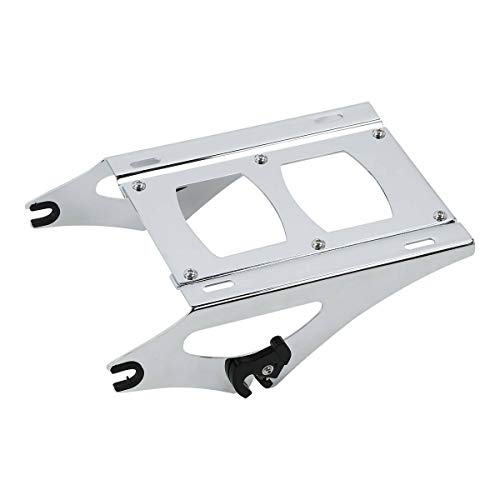 TCT-MOTORPARTS Matte Black Chopped Tour Luggage Trunk Mounting Bracket Fits for 2014-2025 Harley Touring Street Road Glide - color: Matte Black Chopped Trunk+Chrome Rack
