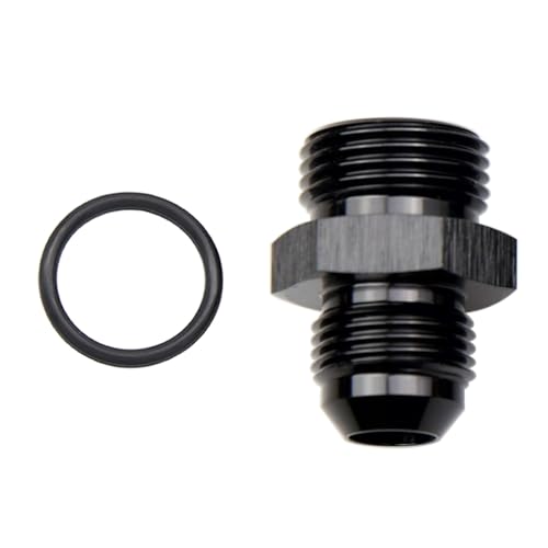 High Flow Radius Straight Aluminum 8AN Male Flare to 10AN ORB o ring Boss Port Fuel Pump Rail Adapter Fitting, Black - color: 1 PCS, size: 8AN to 10AN ORB