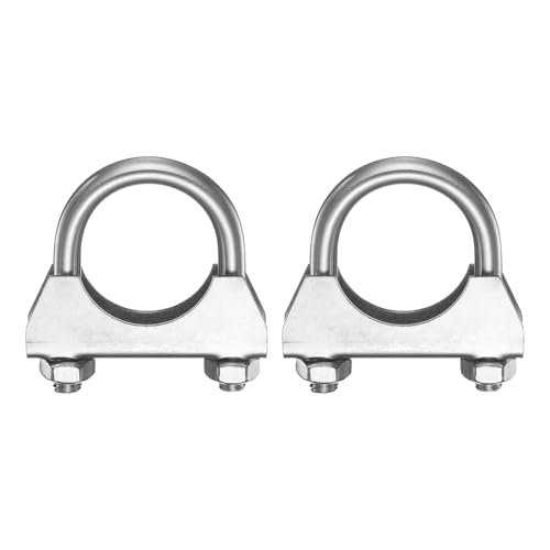 HARFINGTON 2pcs U Bolt Muffler Exhaust Clamp 33mm/1.3" 304 Stainless Steel U-Bolt Clamps Muffler Tip Hook Saddle Exhaust Clip for Tip Pipes Connection - size: 33mm