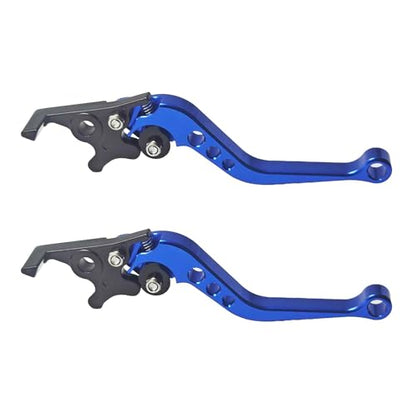 1 Pair Blue Motorcycle Brake Clutch Levers, CNC Aluminum Alloy Handle Set for Scooter Motorbike, Adjustable Replacement Parts - color: Blue