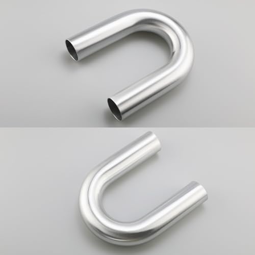 51mm (2") OD 180 Degree Elbow 2 Inch Aluminum Intercooler Pipe Air Intake Tube, 1.5D Radius, Center to Center Distance 6.22" (158mm), Brushed Finish - color: 180 Degree, size: OD 2" (51mm)