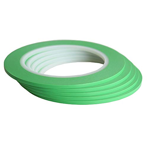 JINBING High-Temp Vinyl Fine Line Fineline Masking Tape Automotive Paint for Curves Green (1/8 inch x 5) - size: 1/8 inch x 5 rolls