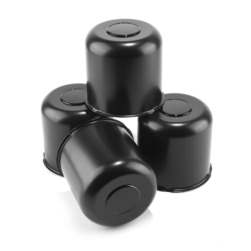 4Pcs 5.15" Stainless Trailer Wheel Center Caps, 4.95" H Matte Black - color: Matte Black, size: 5.15" Hub 4.95"H