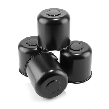 4Pcs 5.15" Stainless Trailer Wheel Center Caps, 4.95" H Matte Black - color: Matte Black, size: 5.15" Hub 4.95"H