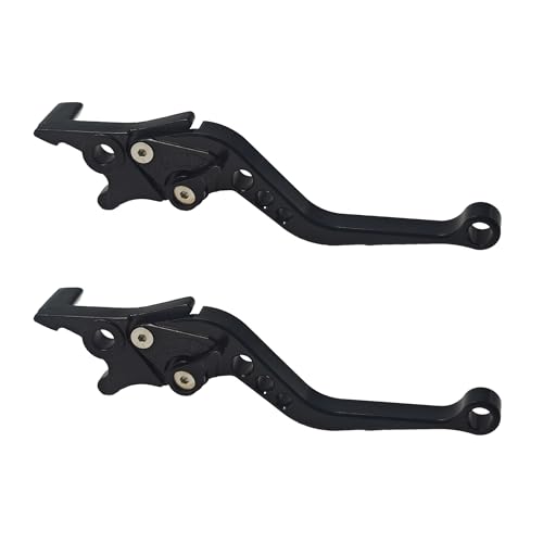 1 Pair Black Motorcycle Brake Clutch Levers, CNC Aluminum Alloy Handle Set for Scooter Motorbike, Adjustable Replacement Parts - color: Black