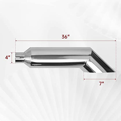 4 Inch Inlet 7 Inch Outlet Polished Stainless Steel Miter Angle Cut Diesel Smoker Exhaust Stack Tip Diesel Exhaust Tip(Stack Smokers 4" ID Inlet 36" Long) - size: 4‘’Inlet 7‘’Outlet-Silver