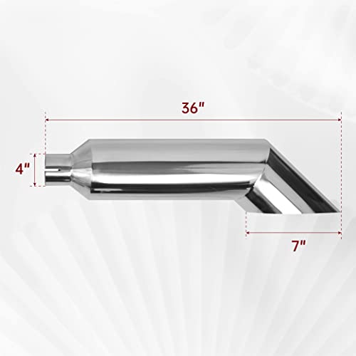 4 Inch Inlet 7 Inch Outlet Polished Stainless Steel Miter Angle Cut Diesel Smoker Exhaust Stack Tip Diesel Exhaust Tip(Stack Smokers 4" ID Inlet 36" Long) - size: 4‘’Inlet 7‘’Outlet-Silver