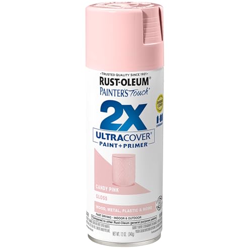 Rust-Oleum Painter's Touch 2X Ultra Cover Spray Paint, Gloss Candy Pink - color: Gloss Candy Pink, size: 12 Ounce (Pack of 1)
