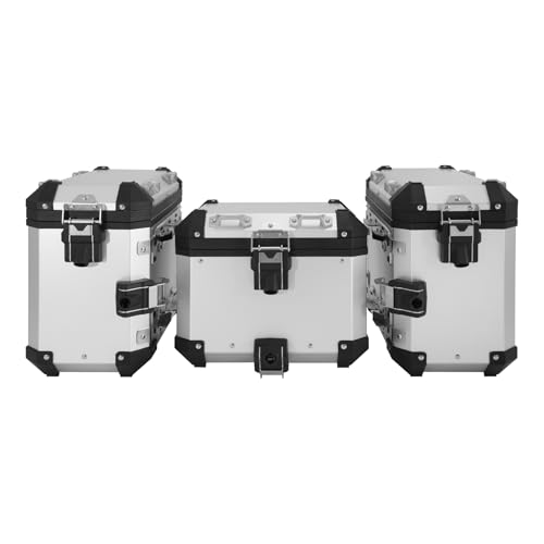 TCT-MOTORPARTS Panniers Top Tail Box Luggage Saddlebags Side Case Fits for BMW R1300GS 2023-2025 - color: Chrome Saddlebags (42L)+Trunk (38L)