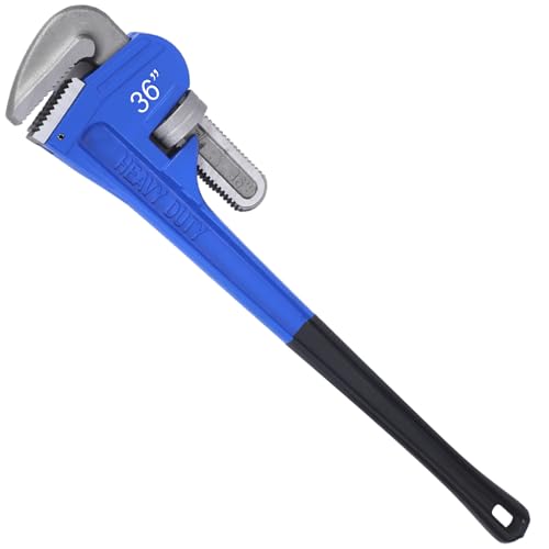 Gisafai 36" Straight Heavy Duty Pipe Wrench Set Plumber Adjustable Water Alloy Steel Grip Plumber's Wrench Plumbing Tools, Blue - size: 36"