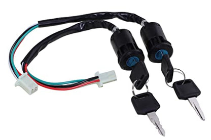 4 Pin Wire Ignition Starter On Off Switch Key for 50cc 70cc 90cc 110cc 125cc TaoTao Coolster Sunl Baja Roketa Apollo Kymco Chinese ATV Dirt Pit Bike Quad Go Kart Moped Scooter Mini Bike