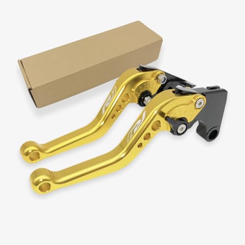 R1 Short Clutch Brake Levers for Yamaha YZFR1 1999-2024 YZF R1 R1M RS 2016 Motorcycle Accessories Adjustable Control Handles (Gold_Glossy, YZF R1 1999-2001) - color: GOLD_GLOSSY, size: YZF R1 1999-2001