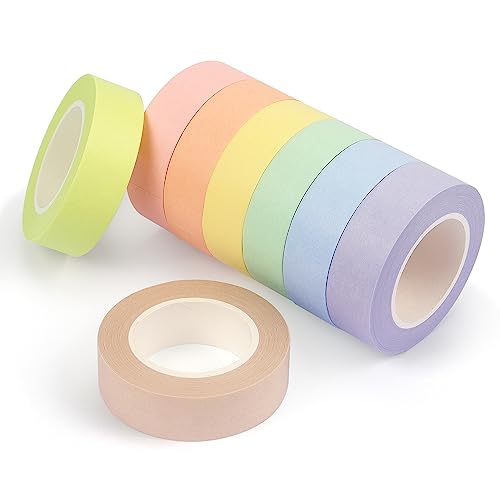 Hutou 8 Rolls Washi Tape Colored Masking Tape 1/2 Inch, Pastel Colors - color: Pastel
