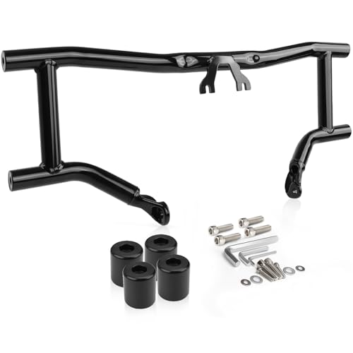 2014-2026 Front Engine Guard Crash Bar for Harley Touring Street Glide Road Glide Road King Electra Glide Ultra Classic, Gloss Black Flat Out Bar - size: Crash Bar 2014-2026