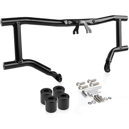 2014-2026 Front Engine Guard Crash Bar for Harley Touring Street Glide Road Glide Road King Electra Glide Ultra Classic, Gloss Black Flat Out Bar - size: Crash Bar 2014-2026
