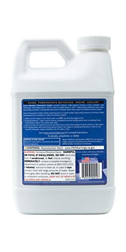 EVANS Coolant EC72064 Powersports Waterless Engine Coolant, 1/2 gallon - size: Pack of 1 (1/2 Gallon)
