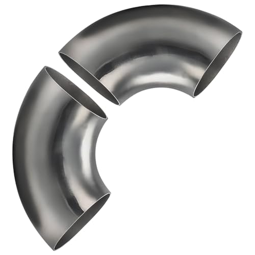 3.5 Inch 90 Degree SS304 Stainless Steel Bend Tube Exhaust Elbow Pipe for Car Modified Exhaust System 3.5" Piping Silver Tone，Stair Handrail(2PCS) - size: 3.5"