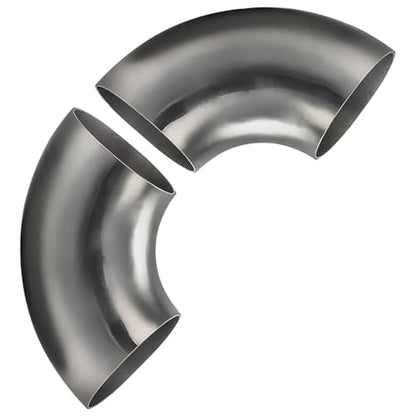 3.5 Inch 90 Degree SS304 Stainless Steel Bend Tube Exhaust Elbow Pipe for Car Modified Exhaust System 3.5" Piping Silver Tone，Stair Handrail(2PCS) - size: 3.5"
