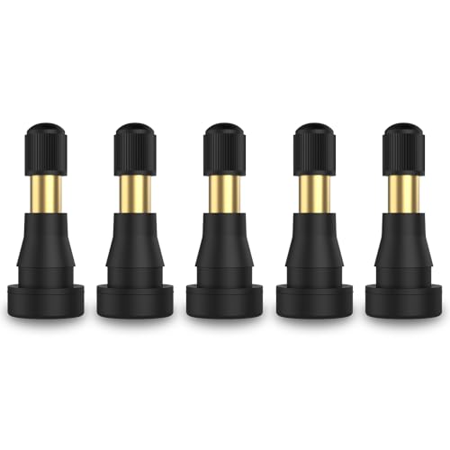 SUNSOUL TR600HP High Pressure Brass Stem EPDM Rubber Snap-in Tire Valves, Fit for 0.453 inch 11.5mm Rim Holes and for Most of Pick-up, Heavy-Duty Vehicles, Pack of 5pcs Valves - color: TR600HP-5pcs