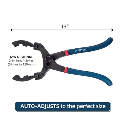 13-Inch Oil Filter Wrench with 90 Degree Swivel, Adjustable Oil Filter Pliers, Universal Removal Remover, for Engine Filters, Conduit, Fittings
