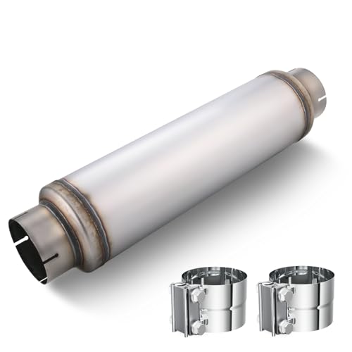 LCGP 5" Inlet Diesel Exhaust Muffler with Clamp, 5'' Inlet & Outlet, 7" x 24" Body 30" Whole Length Universal Resonator, Straight Through Design, Stainless Steel Mufflers Resonator - size: 5" Inlet 30" Overall Length(7" wide)