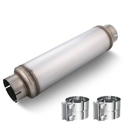 LCGP 5" Inlet Diesel Exhaust Muffler with Clamp, 5'' Inlet & Outlet, 7" x 24" Body 30" Whole Length Universal Resonator, Straight Through Design, Stainless Steel Mufflers Resonator - size: 5" Inlet 30" Overall Length(7" wide)