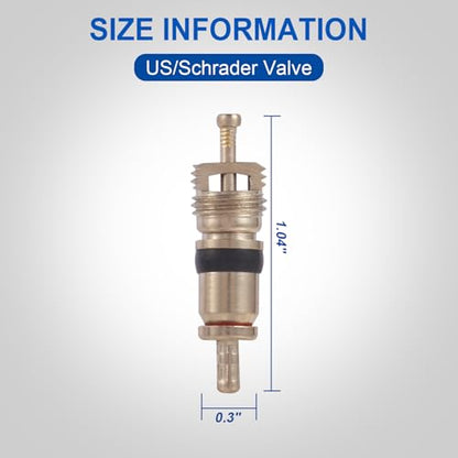 7001 Large Nickel Plated Brass Tire Valve Core for Agricultural and Specialty Vehicles Heavy Duty, Durable and Reliable Tire Inflation Solution, Length 1.04'', Dia 0.3'', Pack of 15 - size: 7001 15pcs