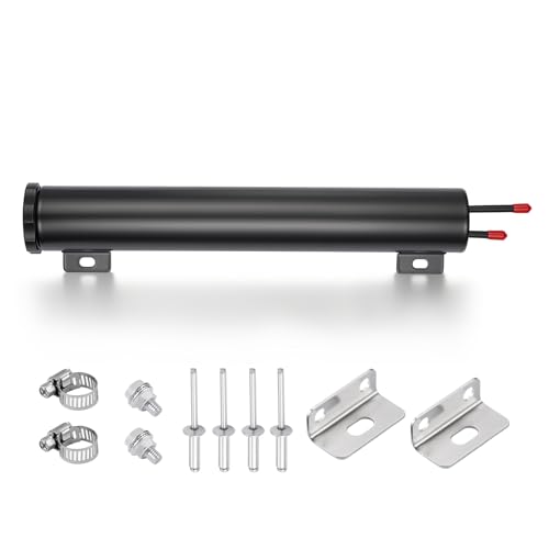 EVIL ENERGY Radiator Overflow Tank 2" x 13", Aluminum Coolant Overflow Reservoir, Universal Coolant Reservoir Tank with Cap, Coolant Expansion Recovery Tank for Cars, Trucks, Racing - size: 2"x13"