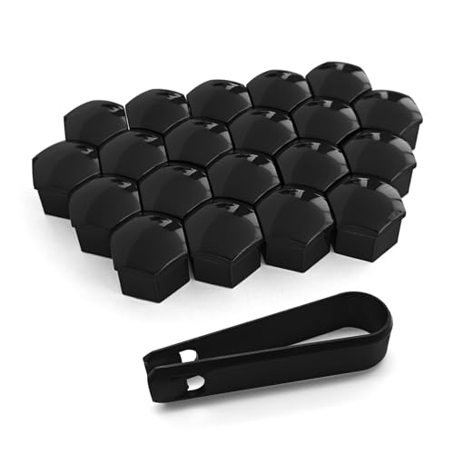 20PCS Lug Nut Covers, Bolt Covers Caps, 19mm Hexagonal Nut Covers with Removal Tool, Plastic Wheel Bolt Dust Caps Covers Auto Accessories Universal for Most Car Lug Nut Caps (Black, 19mm) - color: Black, size: 19mm