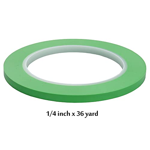 JINBING High-Temp Vinyl Fine Line Fineline Masking Tape Automotive Paint for Curves Green (1/4 inch x 3) - size: 1/4 inch x 3 rolls
