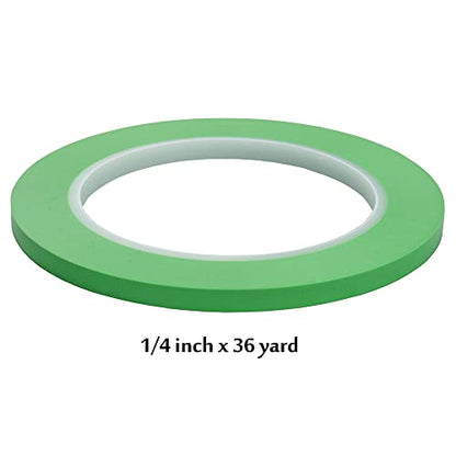 JINBING High-Temp Vinyl Fine Line Fineline Masking Tape Automotive Paint for Curves Green (1/4 inch x 3) - size: 1/4 inch x 3 rolls