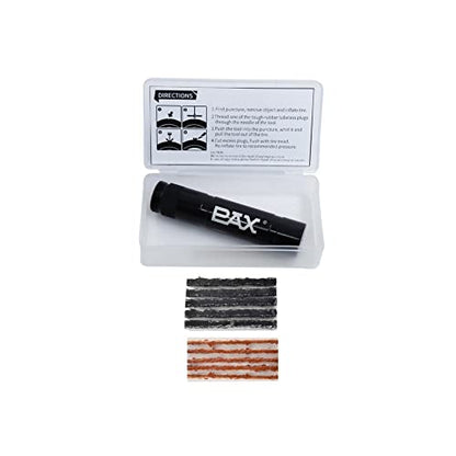 PAX 12 Pcs Tubeless Bike Tire Repair Kit, Includes Storage Canister, Plugger Tool, 10 Pcs Tire Plug Strips, Fast Flat Puncture Fix for MTB, Gravel and Road Bicycle Tires - Light Black - color: Light Black