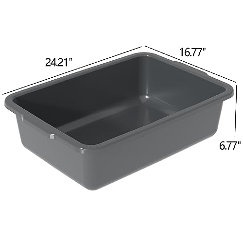 35 Quart Commercial Bus Tubs, Plastic Bus Box Dish Pan Basin, Gray, 4 Packs