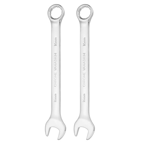 HARFINGTON 2pcs Combination Wrench 16mm Metric 12-Point Box and Open End - size: 16mm