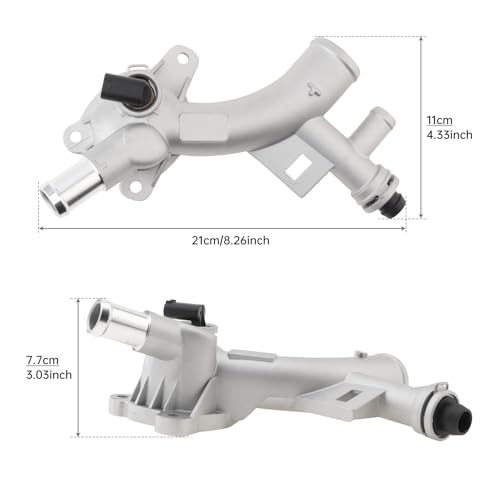 Engine Coolant Water Outlet Housing Aluminum with Sensor - Replaces 25193922, 55565334 - Compatible with 2011-2016 Chevrolet Cruze, 2012-2020 Sonic, 2013-2020 Trax, 2013-2019 Buick Encore