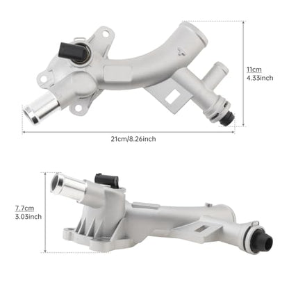 Engine Coolant Water Outlet Housing Aluminum with Sensor - Replaces 25193922, 55565334 - Compatible with 2011-2016 Chevrolet Cruze, 2012-2020 Sonic, 2013-2020 Trax, 2013-2019 Buick Encore
