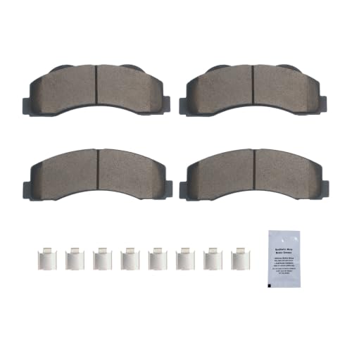 HUSCH Ceramic Brake Pads and Drilled and Slotted Brake Rotors Fit for Ford - size: Drilled&Slotted-54153+D1414