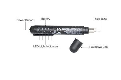 Brake Fluid Liquid Tester Pen with 5 LED Indicators, Calibrated For DOT3 DOT4 Brake Fluid